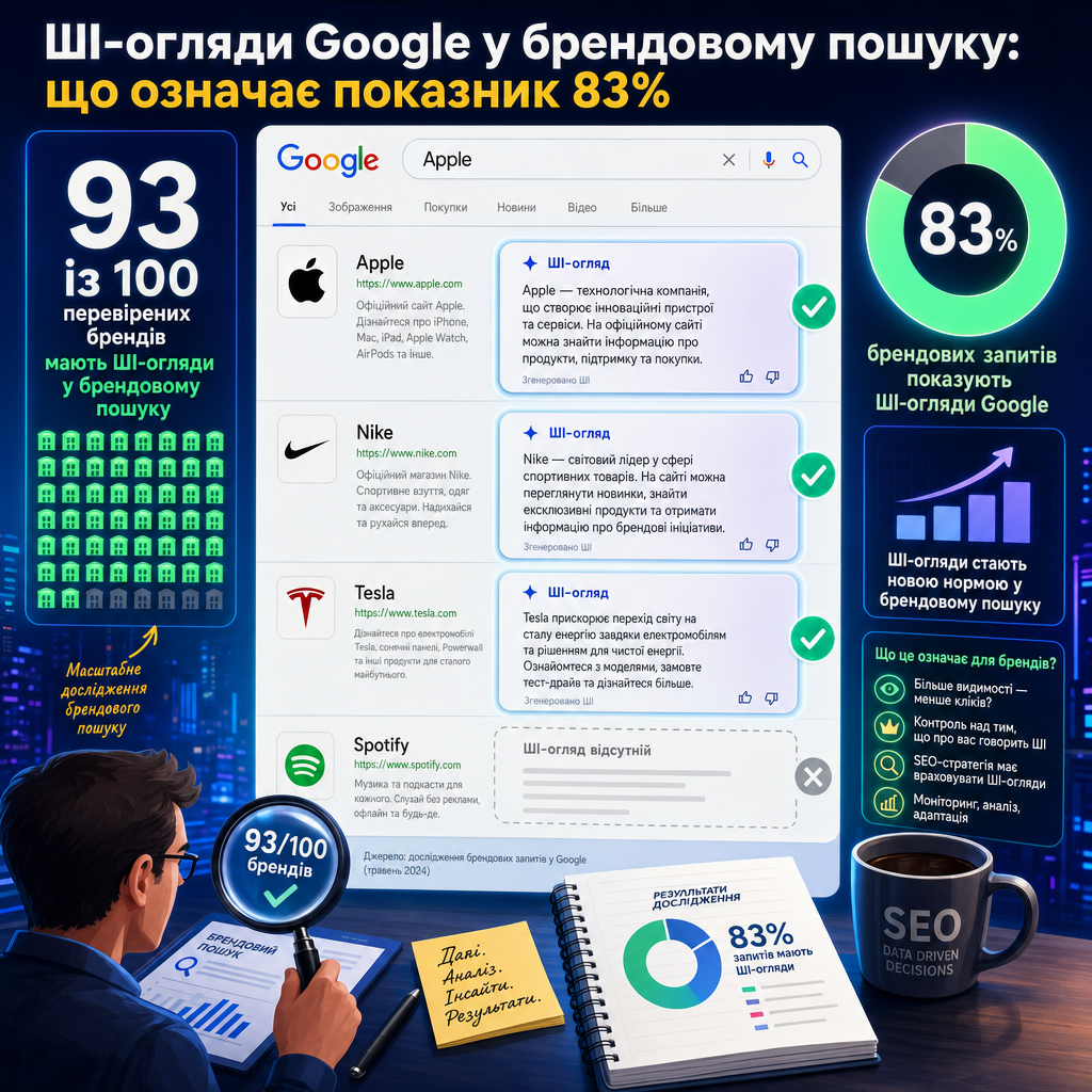 ШІ-огляди Google у брендовому пошуку: що означає показник 83%